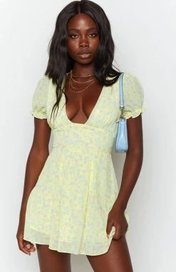 BB Exclusive Adriana Dress Yellow Floral Dresses