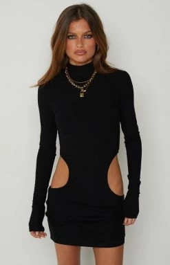 BB Exclusive Adya Black High Neck Cut Out Mini Dress