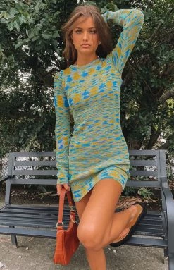 Beginning Boutique Alani Spacedye Mini Dress Blue Dresses