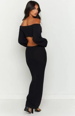 BB Exclusive Alanyah Black Off Shoulder Midi Dress New