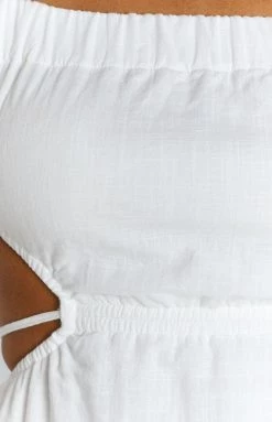 Beginning Boutique Albany Off The Shoulder Backless Midi Dress White Dresses