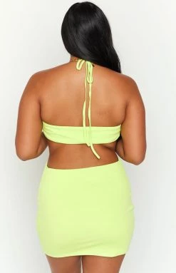 BB Exclusive Alexi Lime Halter Mini Dress