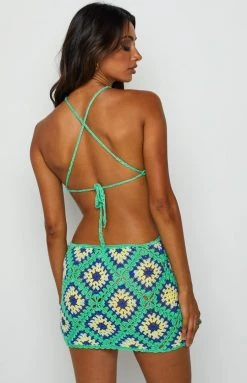 BB Exclusive Alexis Blue Crochet Mini Dress Dresses