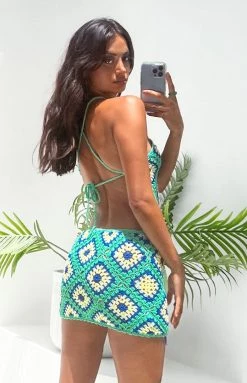 BB Exclusive Alexis Blue Crochet Mini Dress Dresses