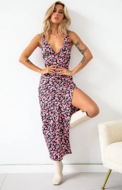 BB Exclusive Dresses Alfie Black Print Maxi Dress