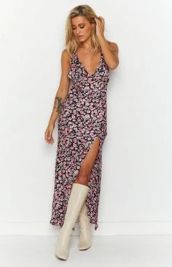 BB Exclusive Dresses Alfie Black Print Maxi Dress