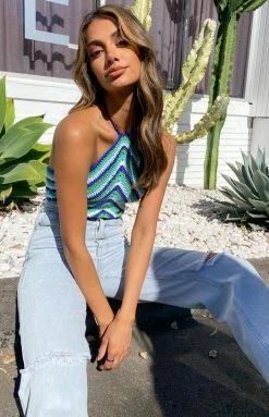 BB Exclusive Alicia Halter Top Blue Multi