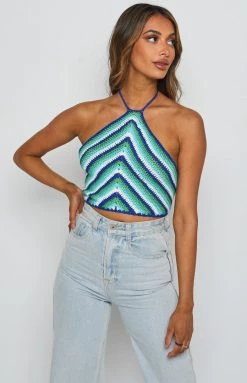 BB Exclusive Alicia Halter Top Blue Multi