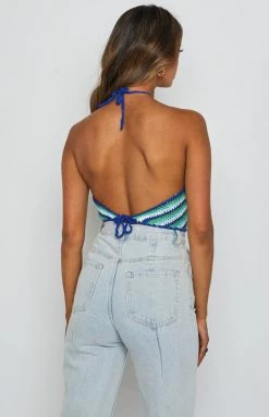 BB Exclusive Alicia Halter Top Blue Multi