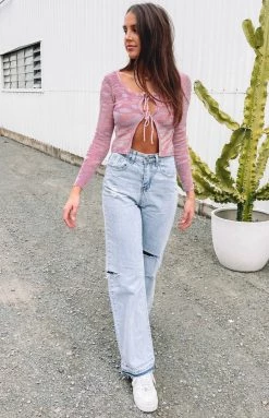 Beginning Boutique All The Feels Tie Top Pink Tops