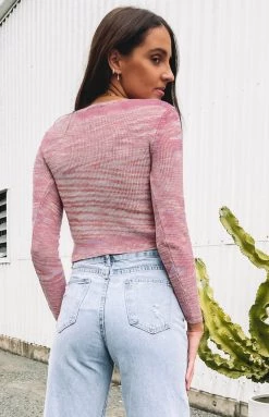 Beginning Boutique All The Feels Tie Top Pink Tops