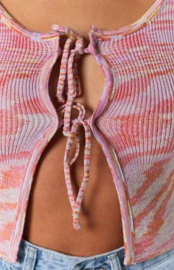 Beginning Boutique All The Feels Tie Top Pink Tops