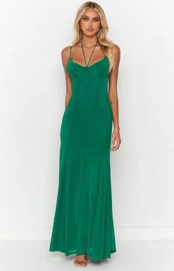 BB Exclusive Allegra Green Mesh Formal Maxi Dress