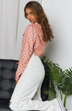 Beginning Boutique Alternator Check Cropped Jacket Pink