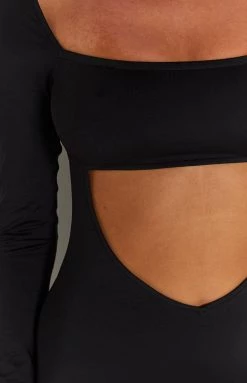 BB Exclusive Aluma Black Longsleeve Cut Out Maxi Dress New