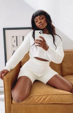 Beginning Boutique Amalia Knit Shorts Cream Bottoms