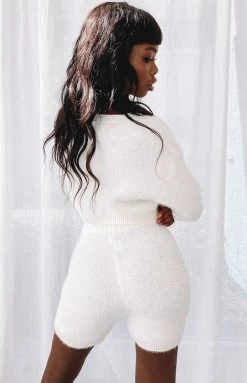 Beginning Boutique Amalia Knit Shorts Cream Bottoms