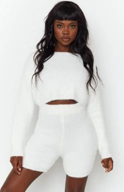 Beginning Boutique Amalia Knit Shorts Cream Bottoms