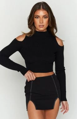 BB Exclusive Amaya Black Contrast Mini Skirt