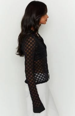 BB Exclusive New Amber Black Lace Long Sleeve Top