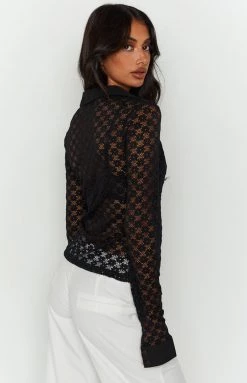 BB Exclusive New Amber Black Lace Long Sleeve Top