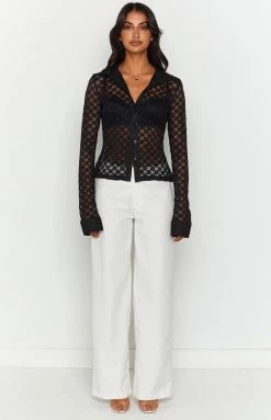 BB Exclusive New Amber Black Lace Long Sleeve Top