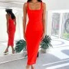 BB Exclusive New Amber Red Corset Formal Maxi Dress
