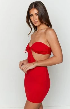 BB Exclusive New Americana Red Strapless Mini Dress