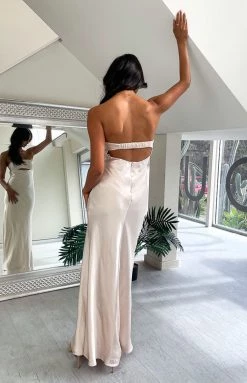 Beginning Boutique New Anais Champagne Maxi Dress