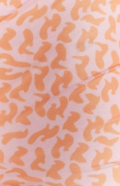 BB Exclusive Angel Mesh Bike Shorts Orange Print Bottoms