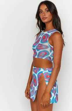 BB Exclusive Nora Blue Print Mini Skirt