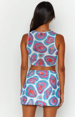 BB Exclusive Angelique Blue Print Top Tops