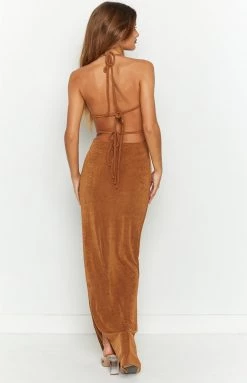 BB Exclusive Dresses Angie Brown Halter Maxi Dress 10 BB Exclusive Dresses Angie Brown Halter Maxi Dress