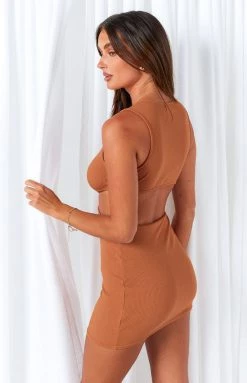 BB Exclusive Dresses Aniko Rust Cut Out Mini Dress