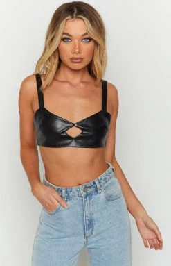 BB Exclusive Annalise Black PU Crop Top