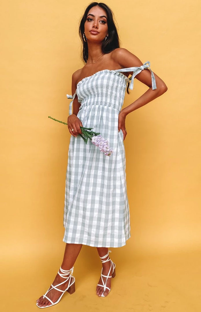 Beginning Boutique Annette Midi Dress Green Gingham Dresses 1 Beginning Boutique Annette Midi Dress Green Gingham Dresses