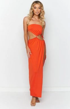 BB Exclusive Annika Butterscotch Side Split Maxi Dress Dresses