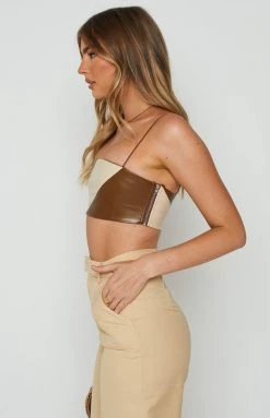 BB Exclusive Aquila Brown PU Top