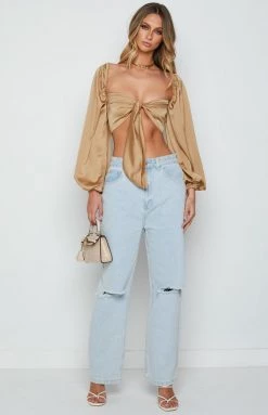 Beginning Boutique Arianna Blouson Top Brown Tops