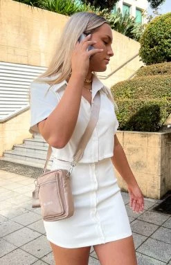 BB Exclusive Arya White Cut Out Shirt Dress New