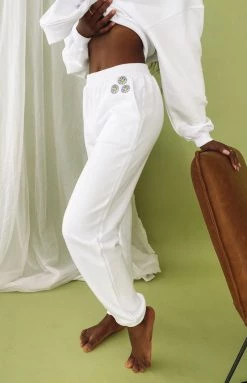 BB Exclusive Aspen Lounge Pants White Daisy Bottoms
