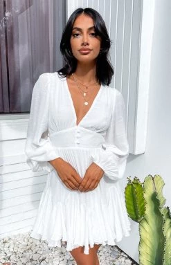 Beginning Boutique Asta White Long Sleeve Mini Dress New