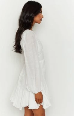 Beginning Boutique Asta White Long Sleeve Mini Dress New