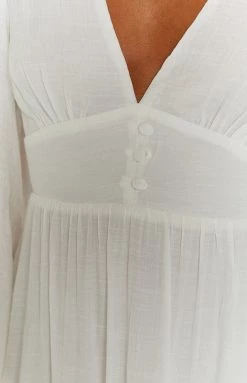 Beginning Boutique Asta White Long Sleeve Mini Dress New