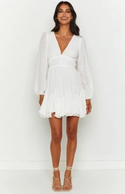 Beginning Boutique Asta White Long Sleeve Mini Dress New