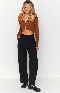 Beginning Boutique Atis Brown Knit Cardigan