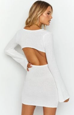BB Exclusive Dresses Aubrie White Backless Mini Dress