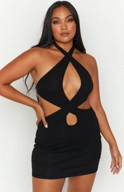 BB Exclusive Dresses Aubrielle Black Cut Out Mini Dress
