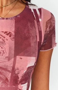 BB Exclusive Auli Mesh Printed Midi Dress New