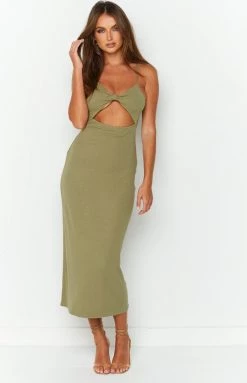 BB Exclusive Autonomy Khaki Midi Dress